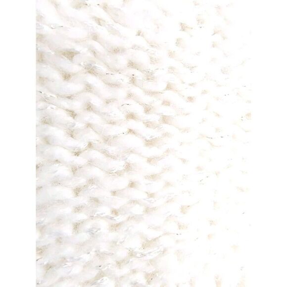 Chico's 1 Sweater Ivory Cable Knit Clear Beads Silver Filaments Mix Material - Picture 5 of 6